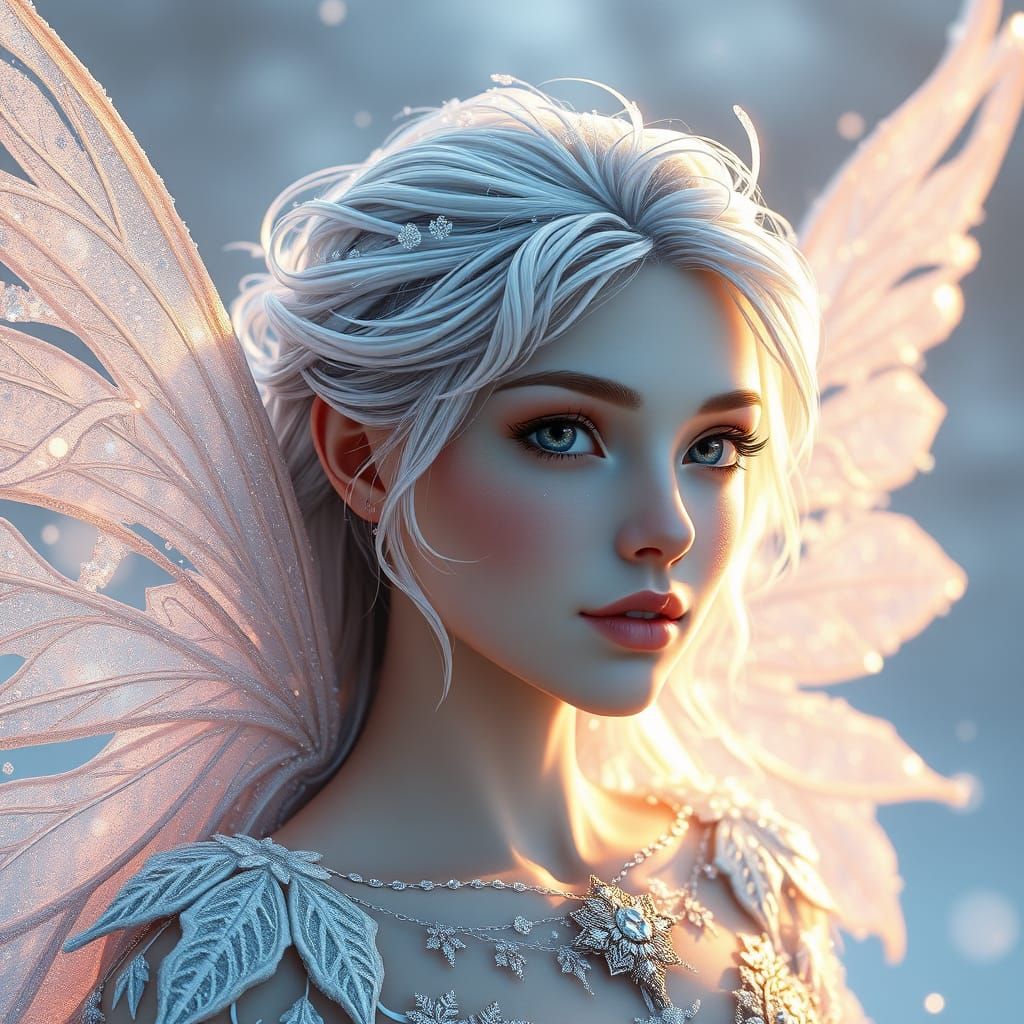 Ethereal Winter Goddess with Icy Beauty