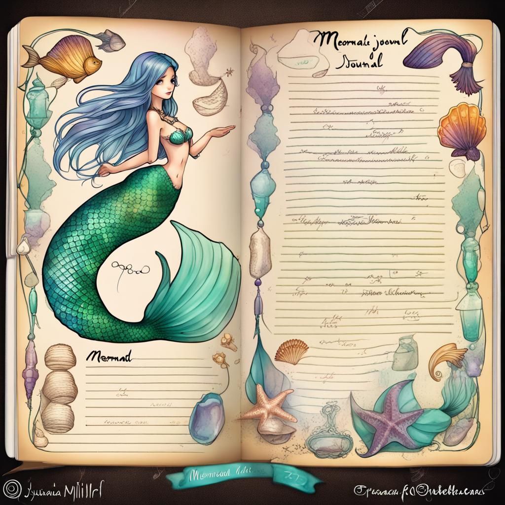Chibi Mermaid Queen Journal Page Illustration