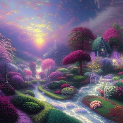 Ethereal Fantasy Landscape in Luminist Style