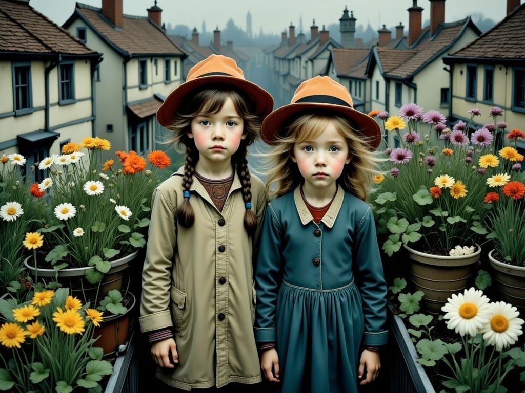 Whimsical Children Nurture Vibrant Rooftop Garden Amidst Urb...