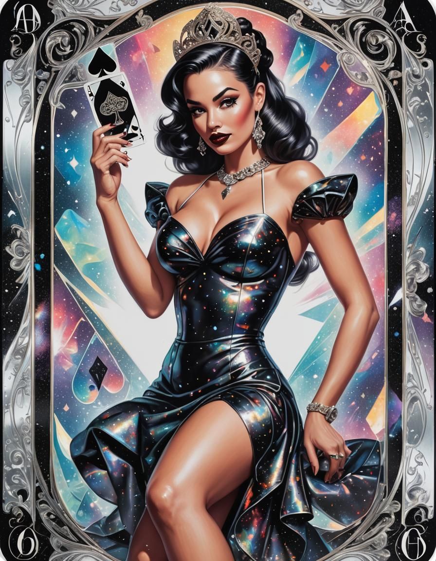 Ace of Spades Pinup Card in Astral Cosmic Style