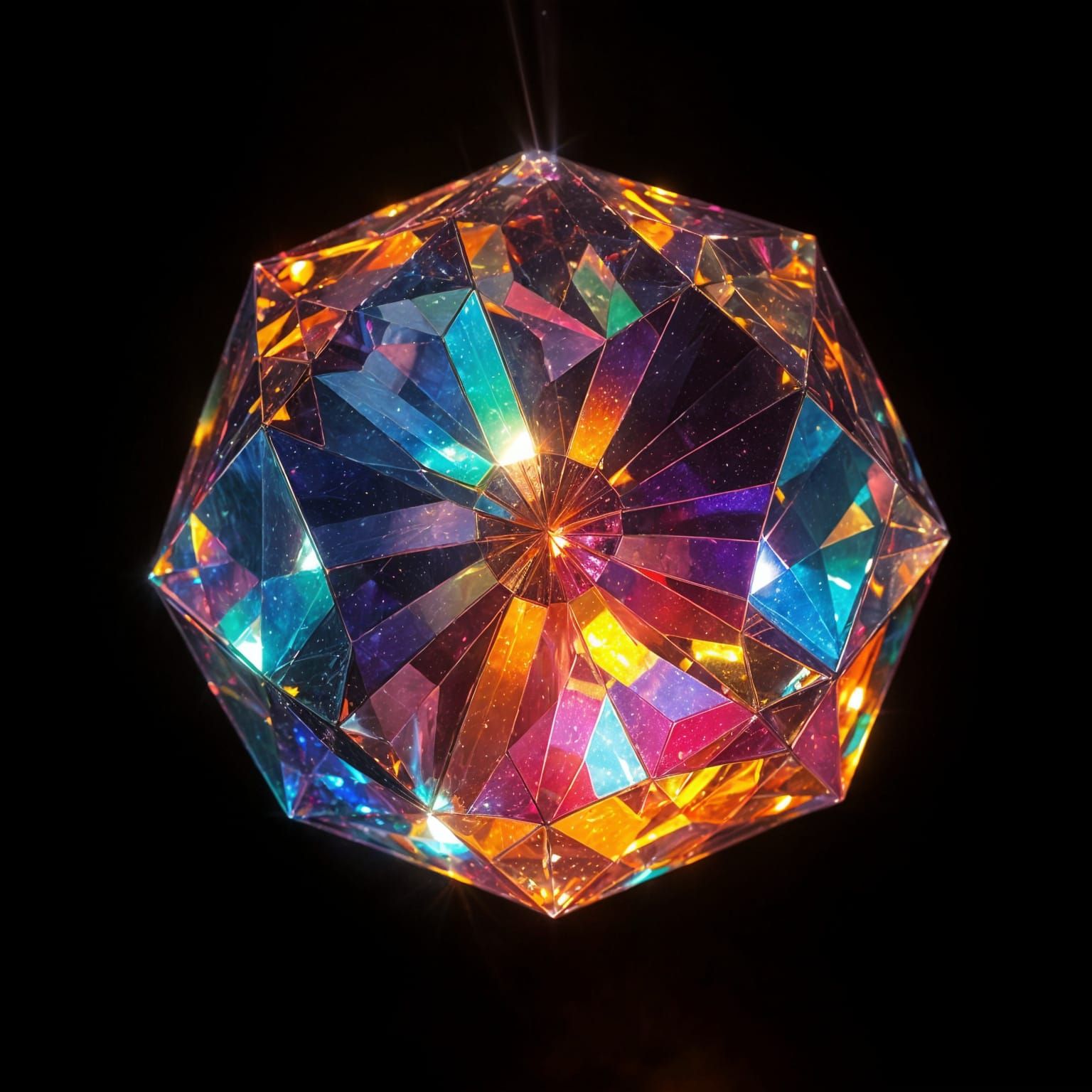 Hyperrealistic Crystal Prism with Vibrant Light