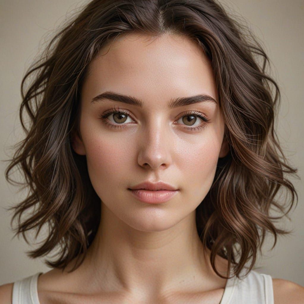 Elegant Portrait of a Young Woman with Wavy Hair