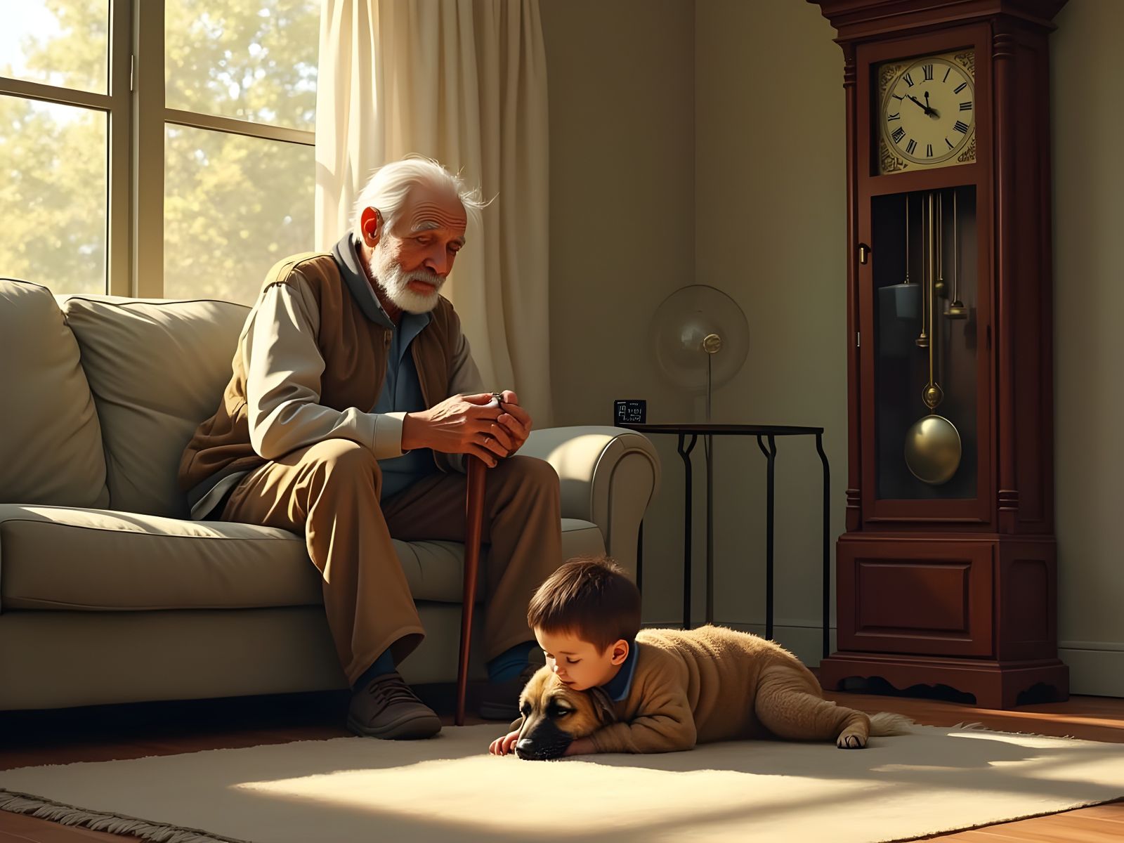 Warm Interfamily Moment with Grandfather, Son, and Grandson
