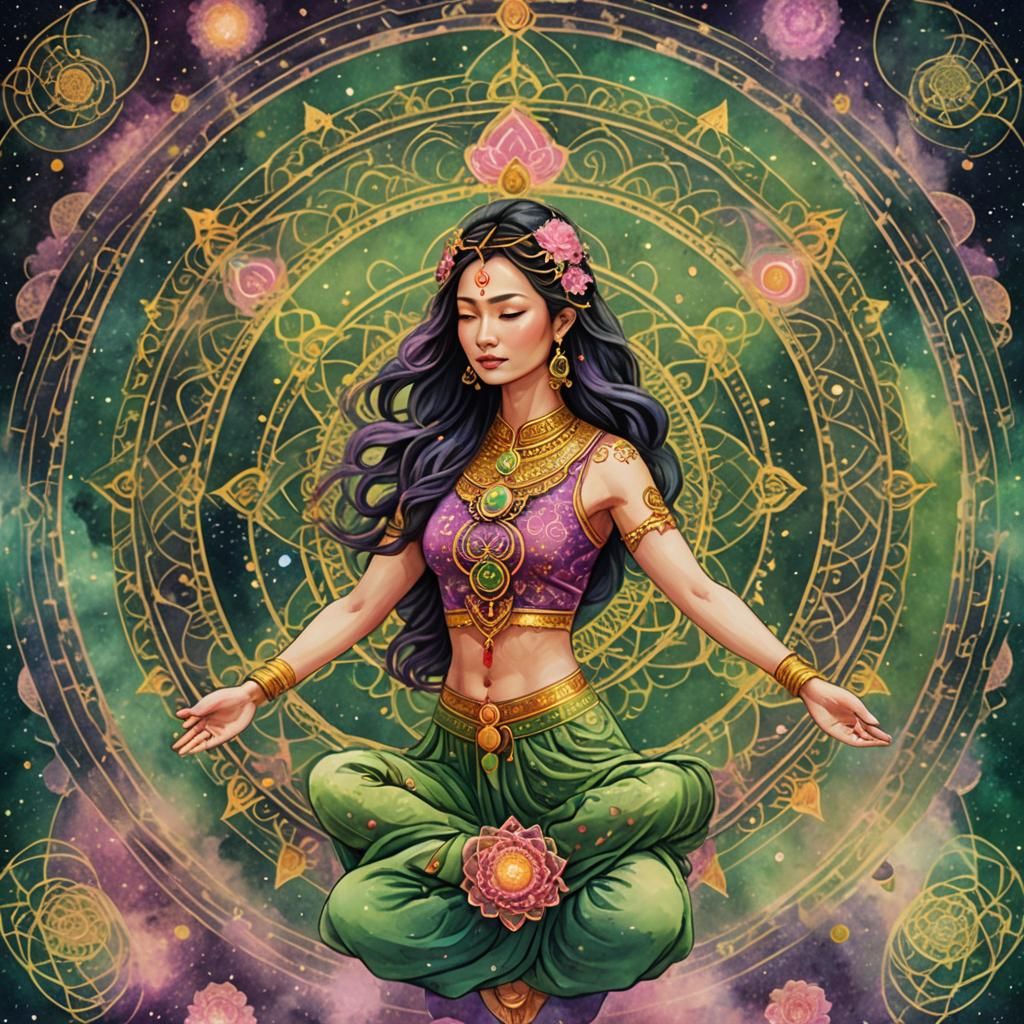 Yogic Mandala: Asian Woman in Cosmic Dust