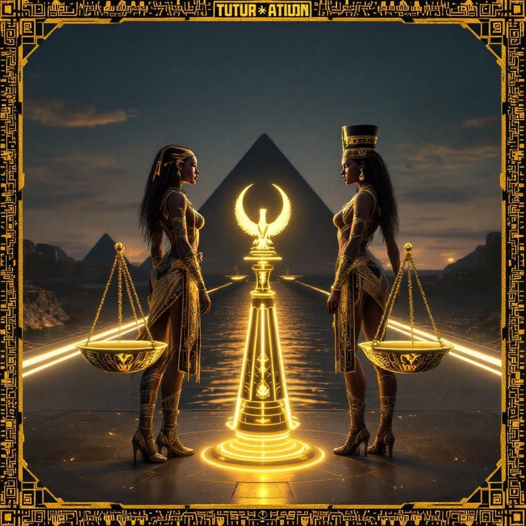 Egyptian Goddesses in Retro-Futuristic Standoff