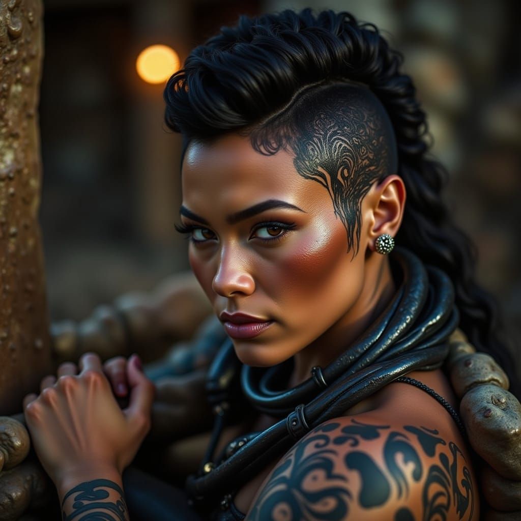 Tough Biker Enforcer with Japanese and Samoan Features