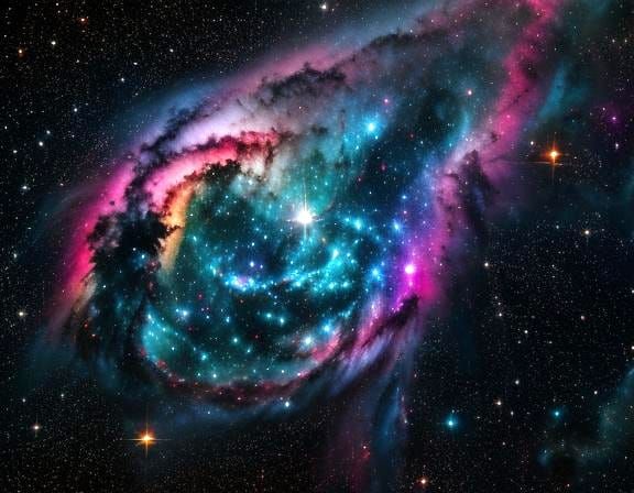 Colorful Nebula Cloud in James Webb Style