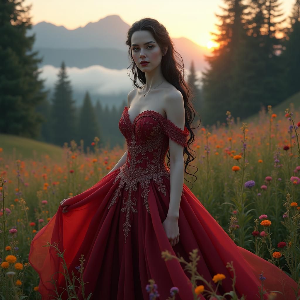 Isabela Swan as Vampire in Crimson Dress