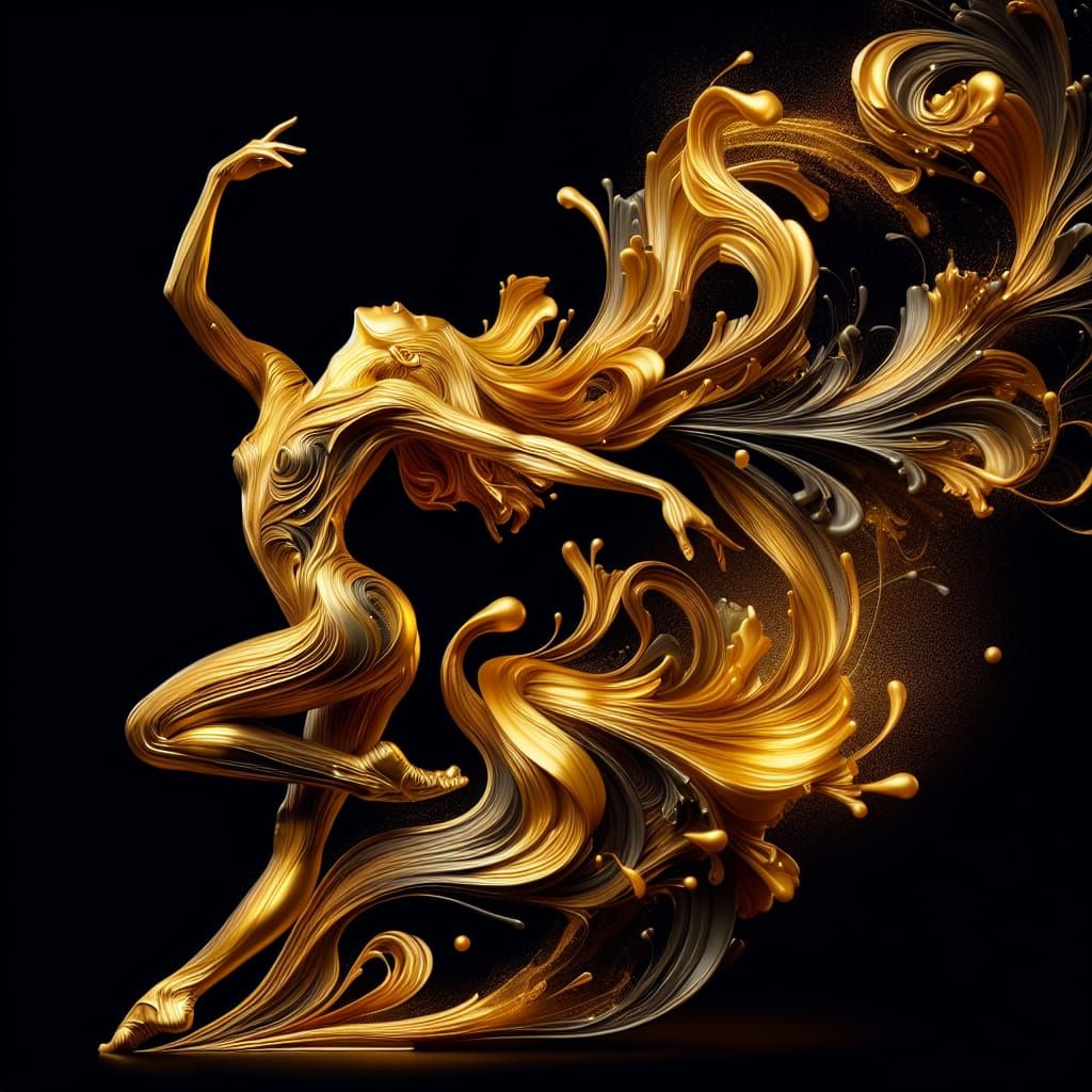Liquid Gold Dancer in Photorealistic Style