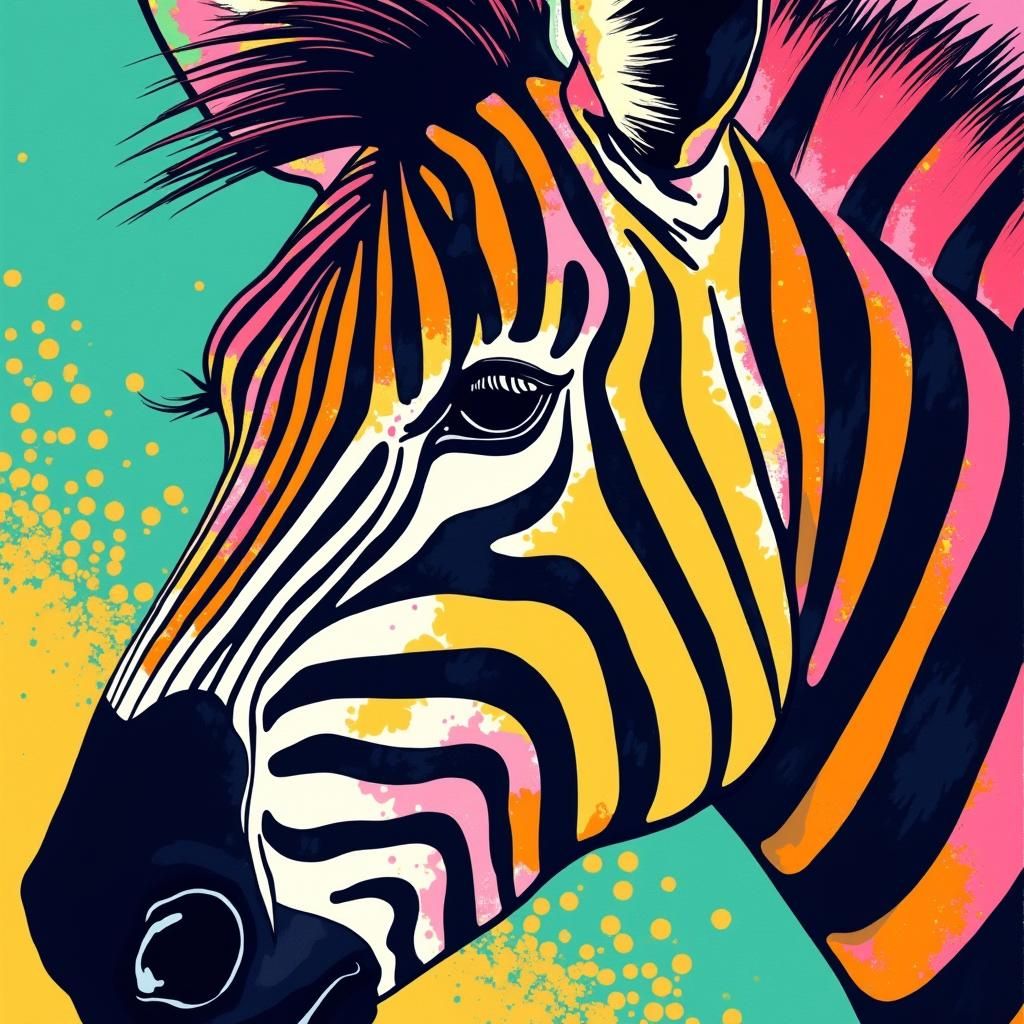 Colorful Zebra in Pop Art Style Illustration