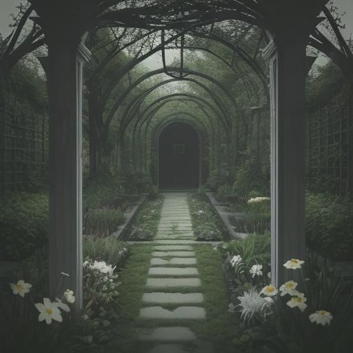 Eerie Liminal Garden Scene