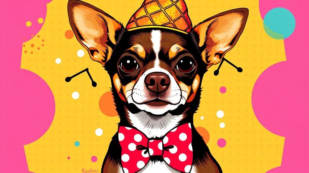 Andy Warhol-Inspired Pop Art Chihuahua in Polka-Dot Bow Tie ...