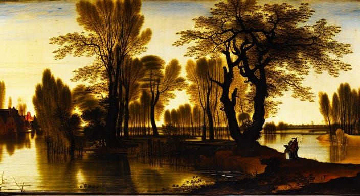 Watercolor Storm: Weeping Willow in Tempestuous Waters