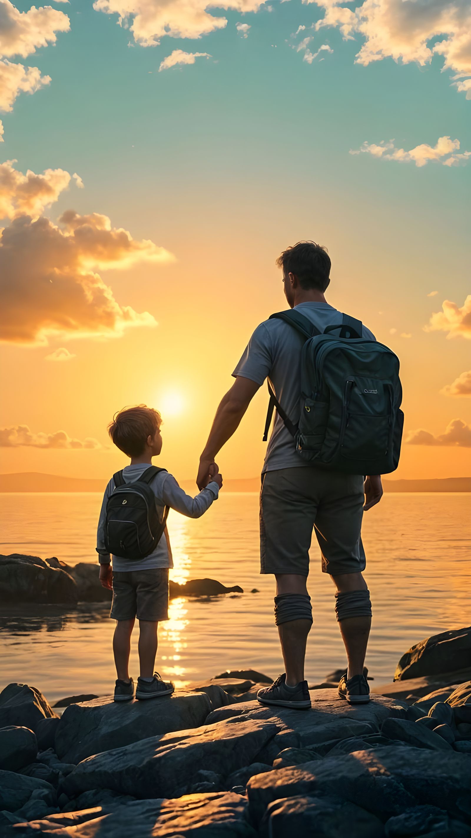 Father and Son at Sunset: A Digital Painting