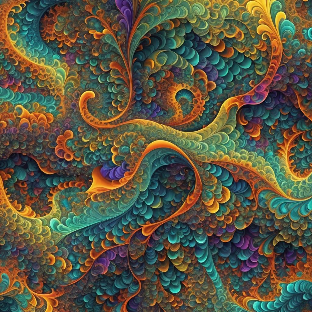 Infinite Fractal Landscape in Digital Abstract Art