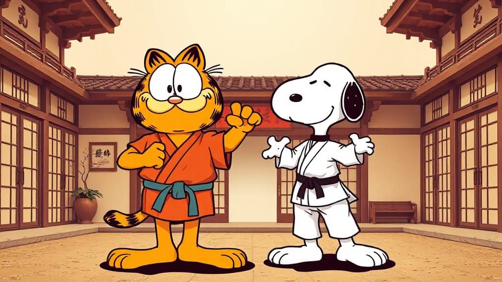garfield and snoopy karate