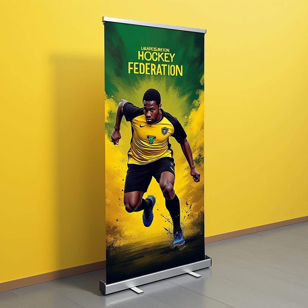 Vibrant Jamaican Hockey Federation Pull Banner in Afro-Carib...