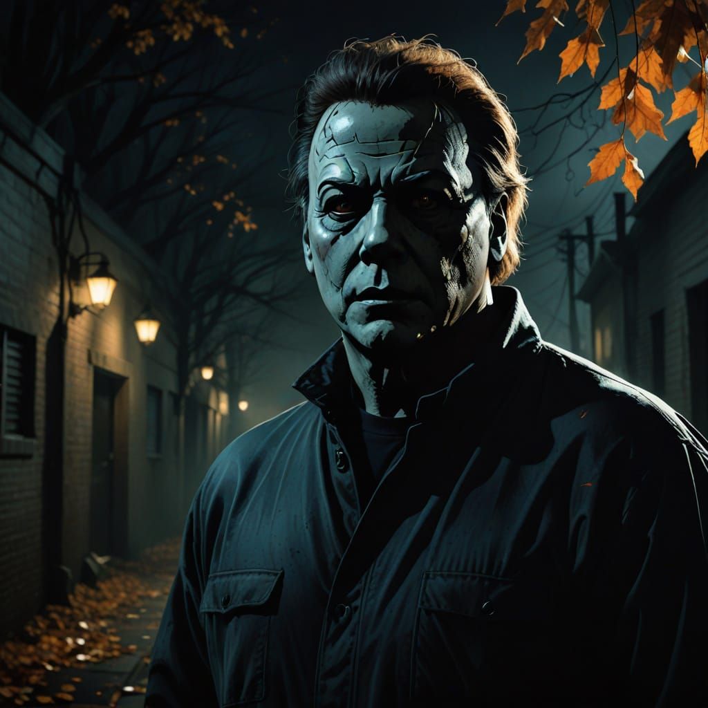 Michael Myers in Dark Alley: Horror Concept Art