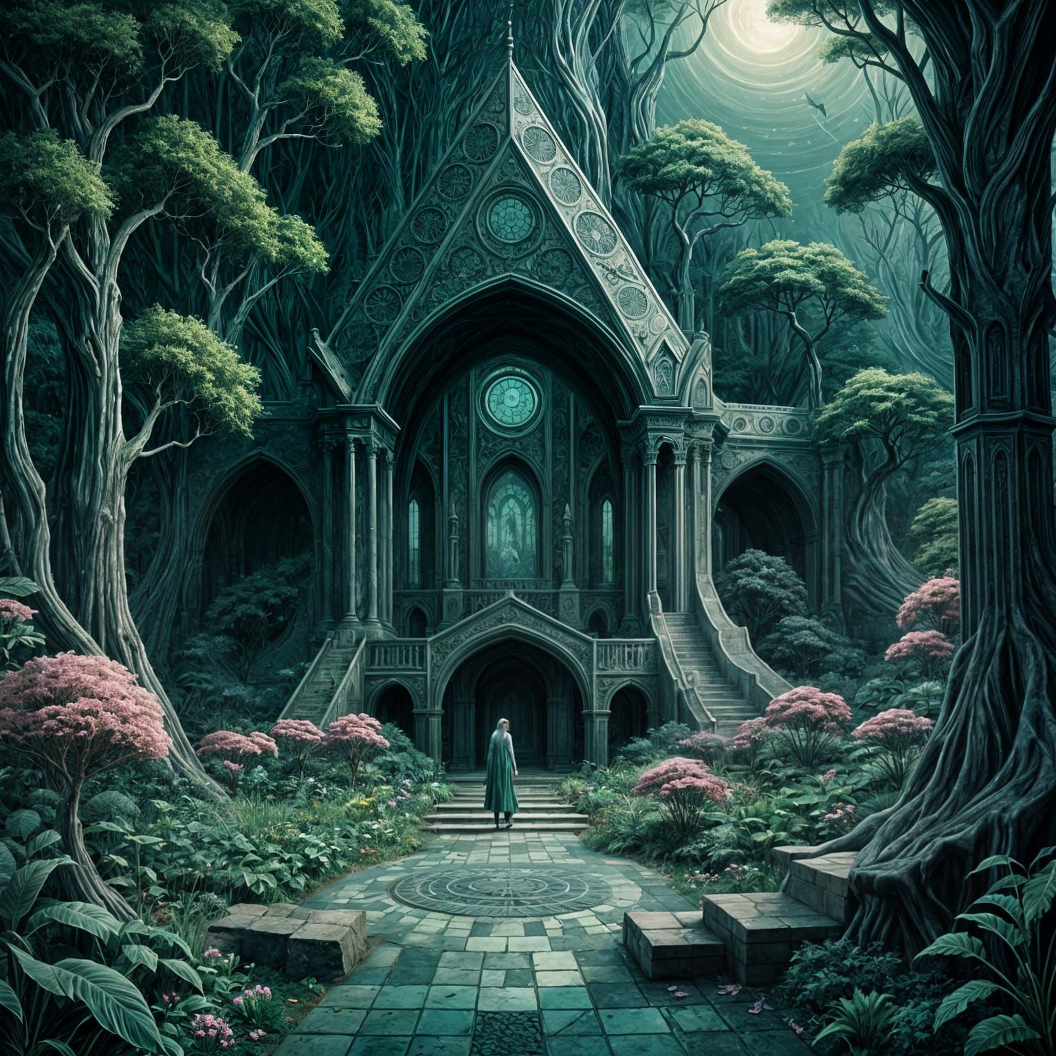 Enlightenment Temple in Twilight Thunderstorm