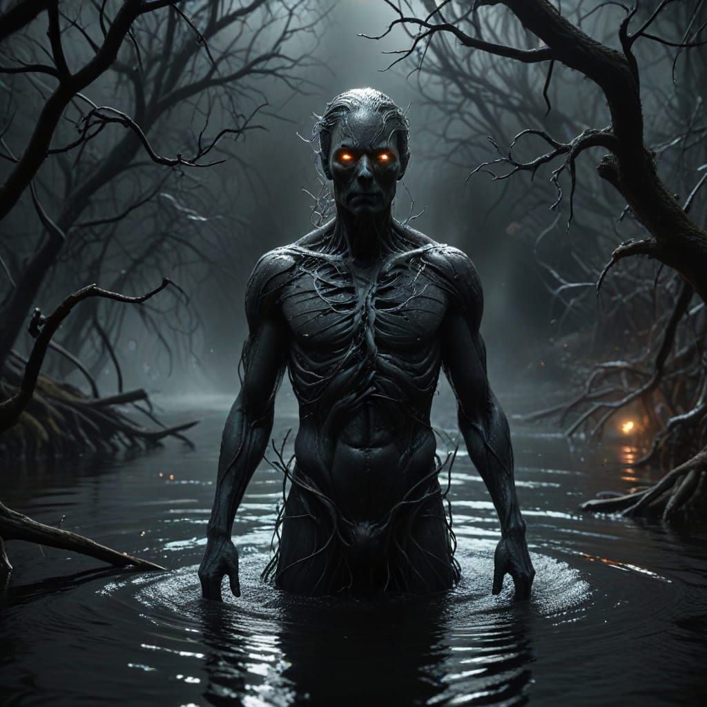 Ethereal Ghost Emerges from Misty Lake