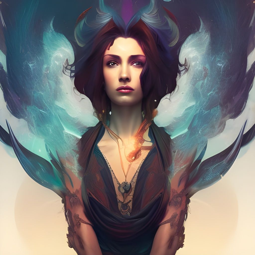 Majestic Raven Phoenix Portrait in Digital Art Style