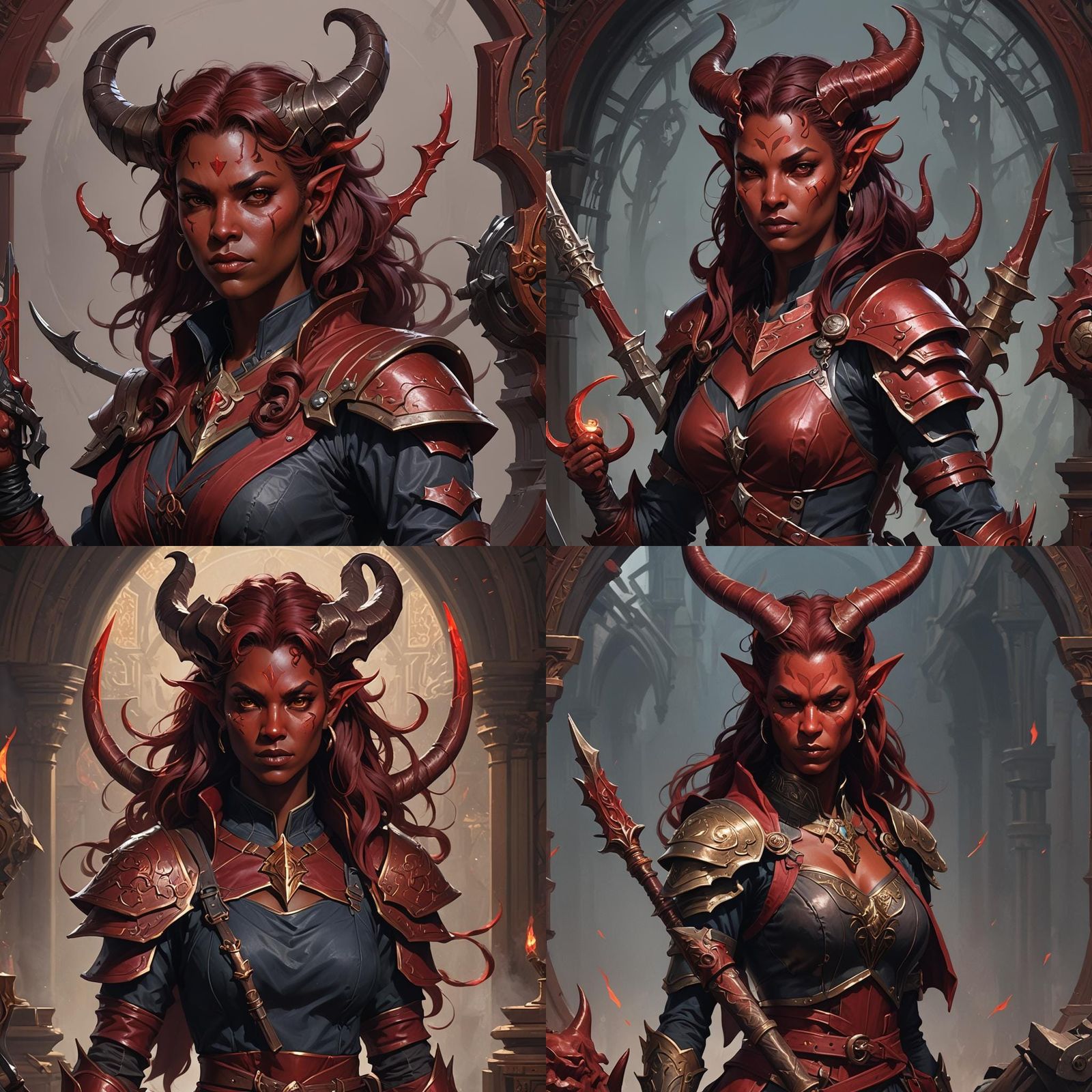 Tiefling Paladin Librarian Portrait in Dynamic Lighting