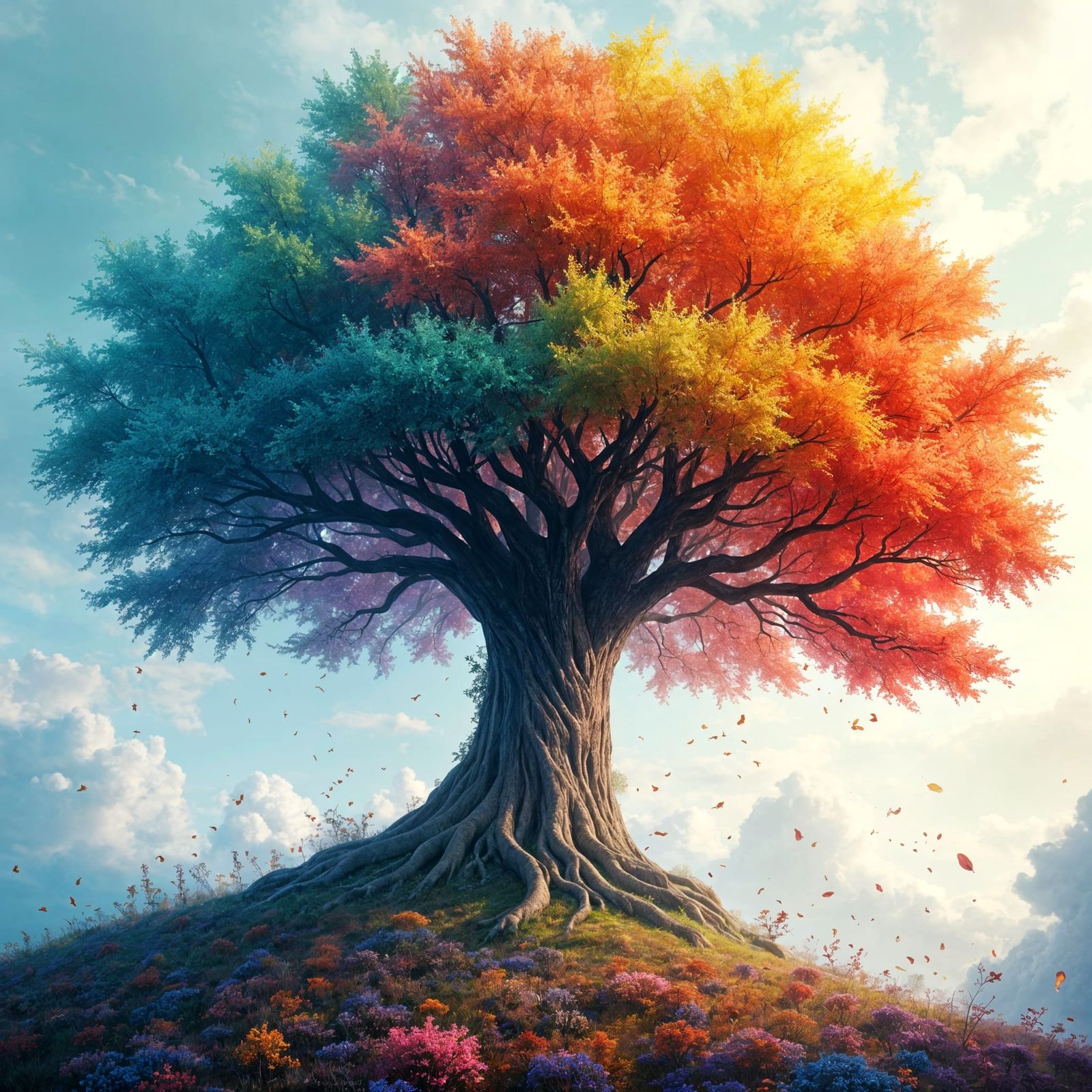Vibrant Tree of Life in Bold Watercolors