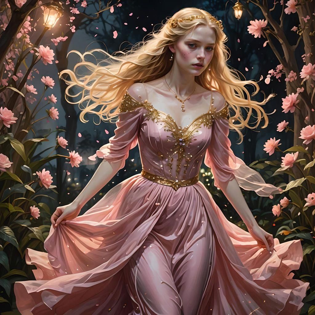 Demigoddess's Flight: An Ethereal Oil Painting