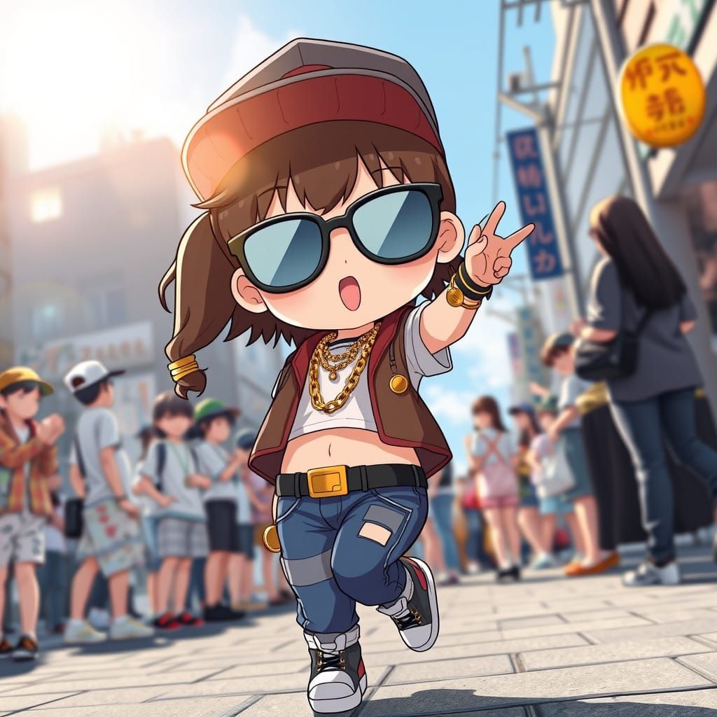 Chibi Anime Girl Rapper Rocks Japan Streets in Trendy Style