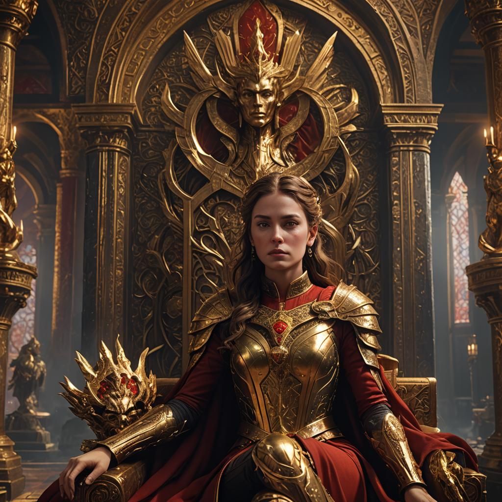 Woman in Apollo's Throne Room: Detailed Matte Painting