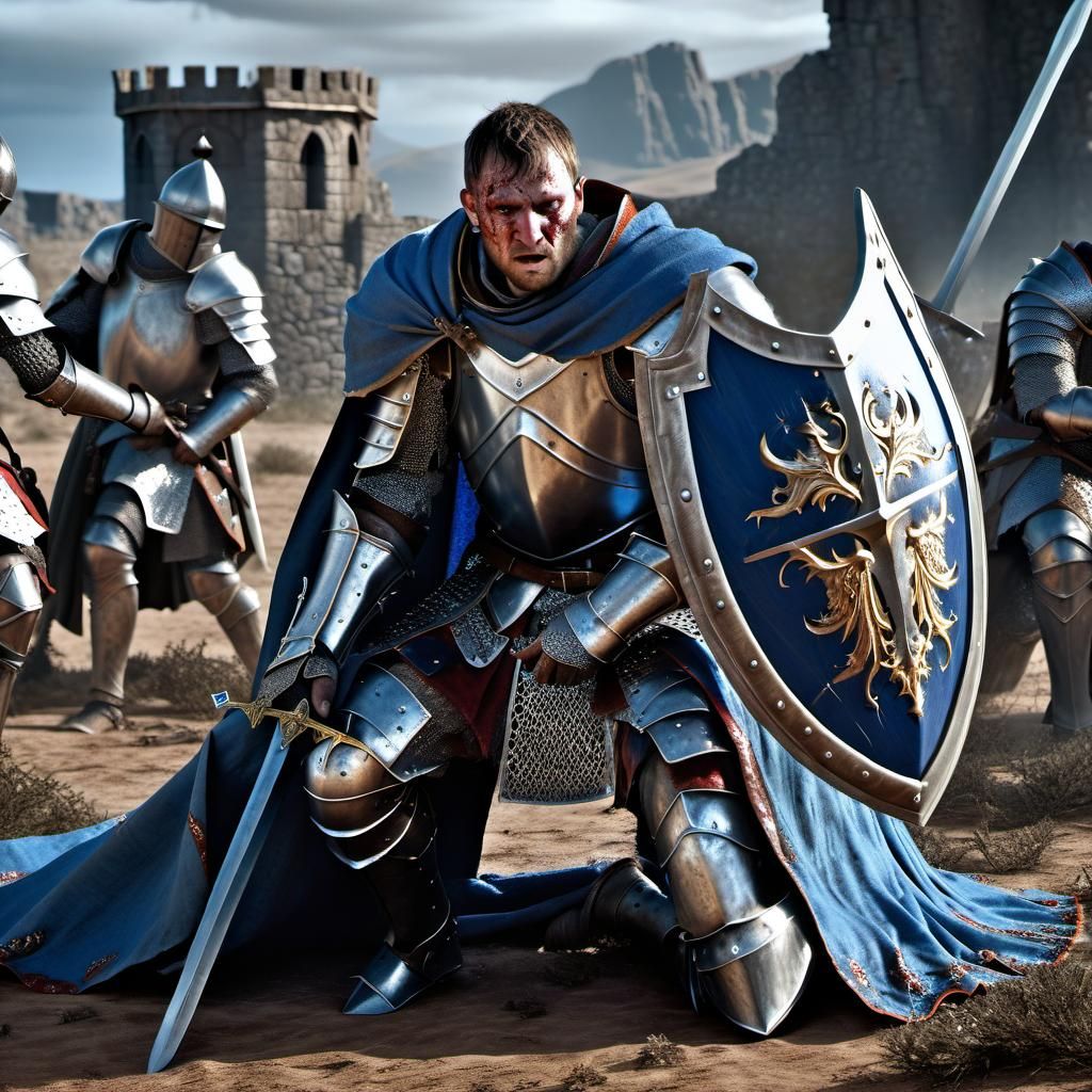 Defeated Knight on Battlefield in Fantasy Art