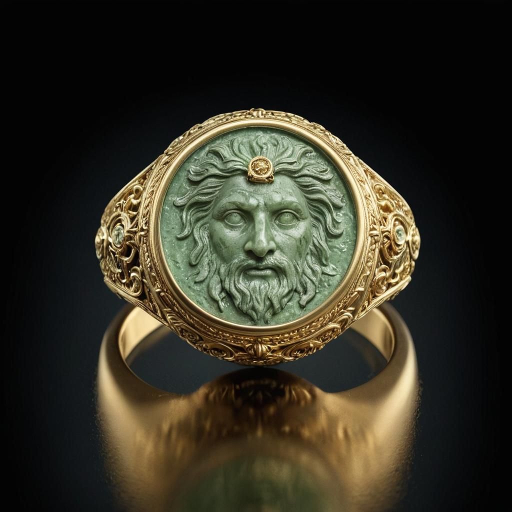 Roman Gold Ring with Gorgon, Baroque Style
