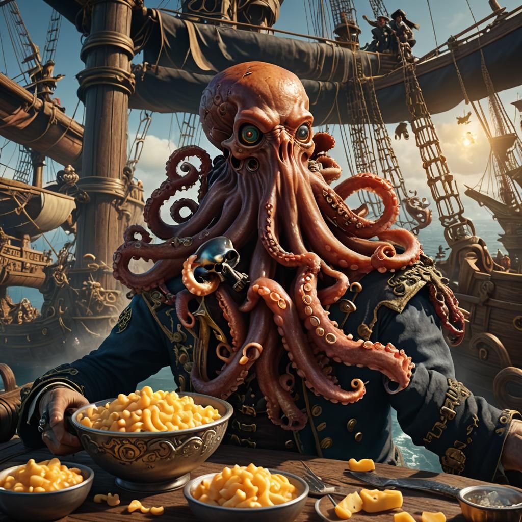 Octopus Attack on Pirate Ship: Fantasy Concept Art