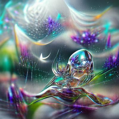 Holographic Glass Dream: Cosmic Mixed Media Illustration