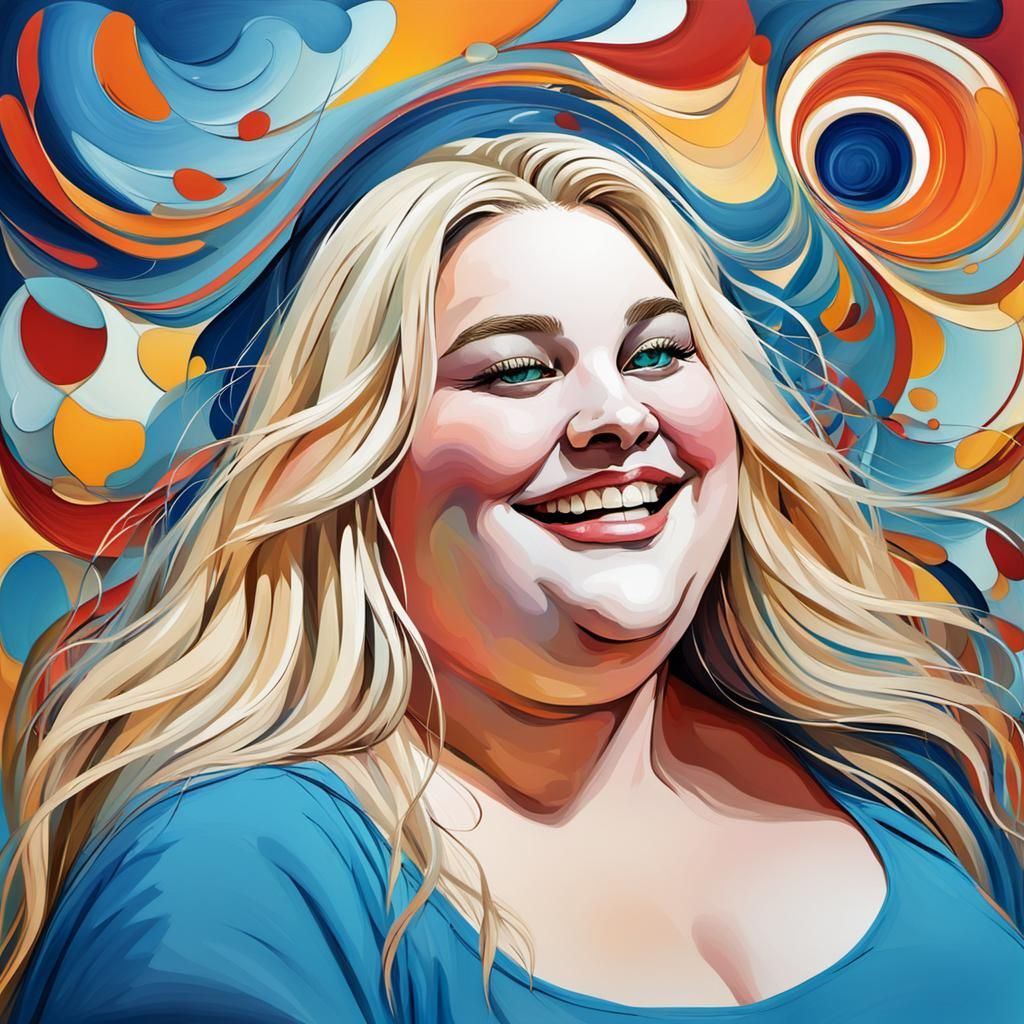 Abstract Portrait of an Obese Smiling Woman