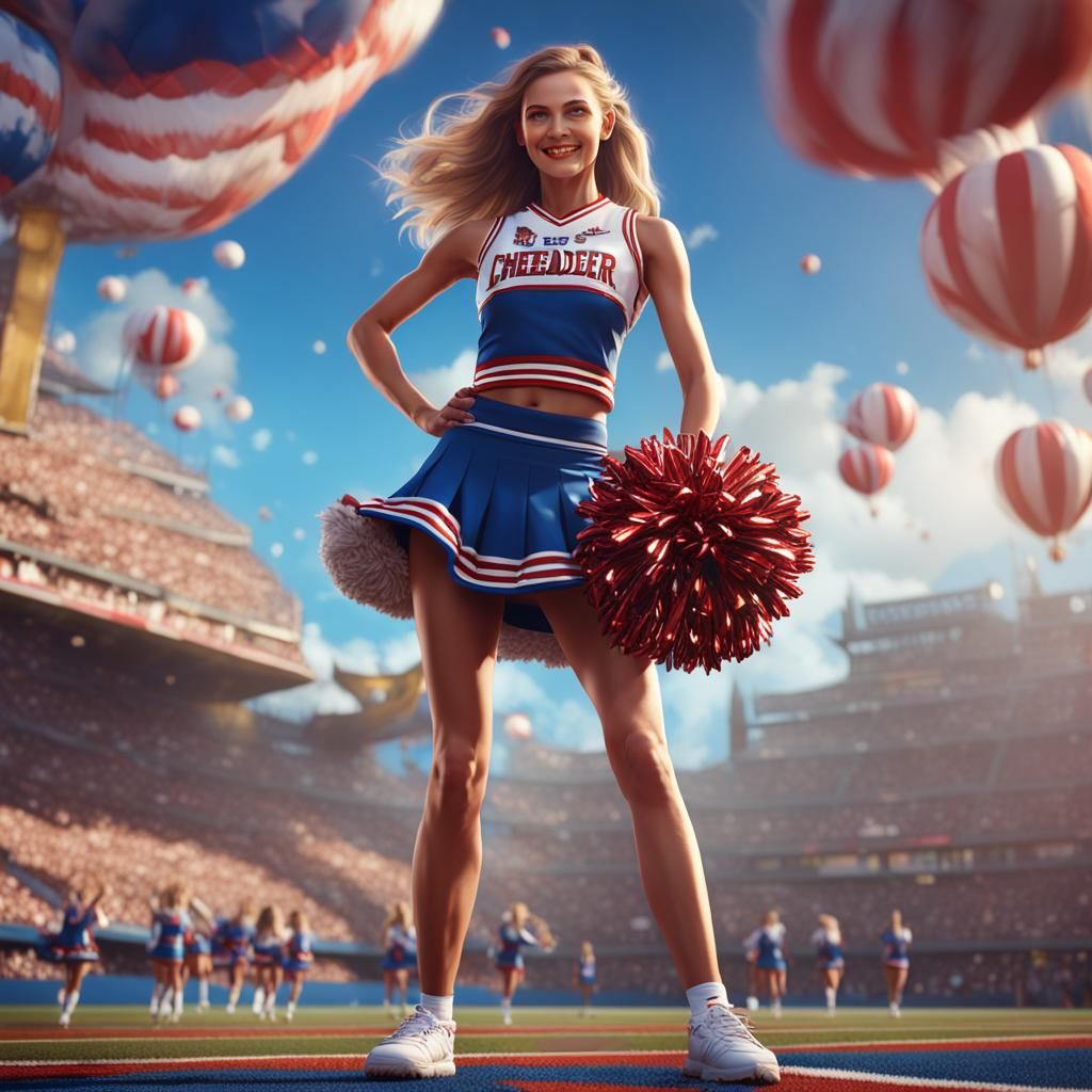 Cheerleader in Detailed Matte Painting Style