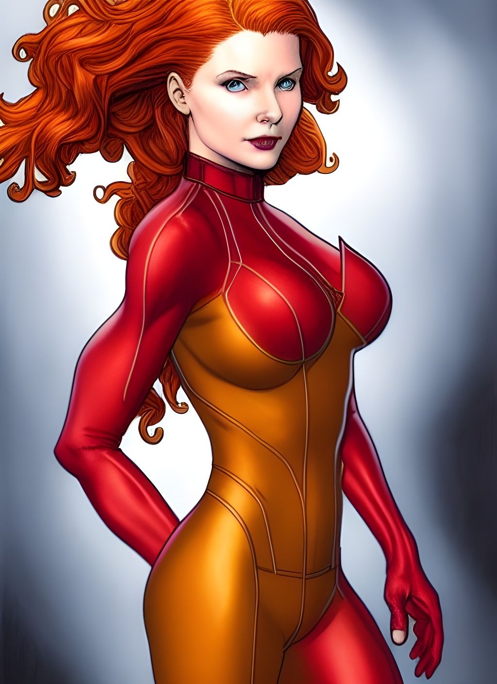 Jean Grey Portrait in Comic Book Style
