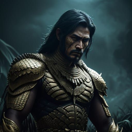 Hyper-Realistic Crocodile Costume in Cinematic Still