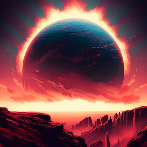 Exploding Planet in a Galaxy: Cinematic Digital Art