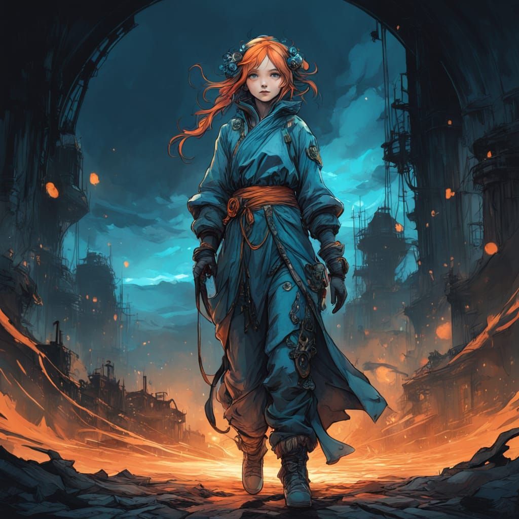 Cyberpunk Apocalypse: Gritty Industrial Ruins in Neon Haze