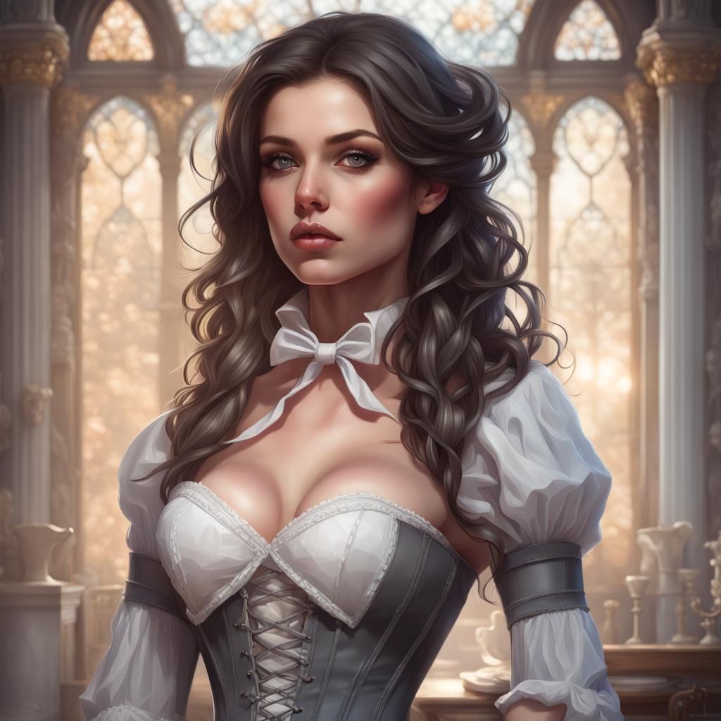 Noble Lady Portrait in Hyperdetailed Art Nouveau Style