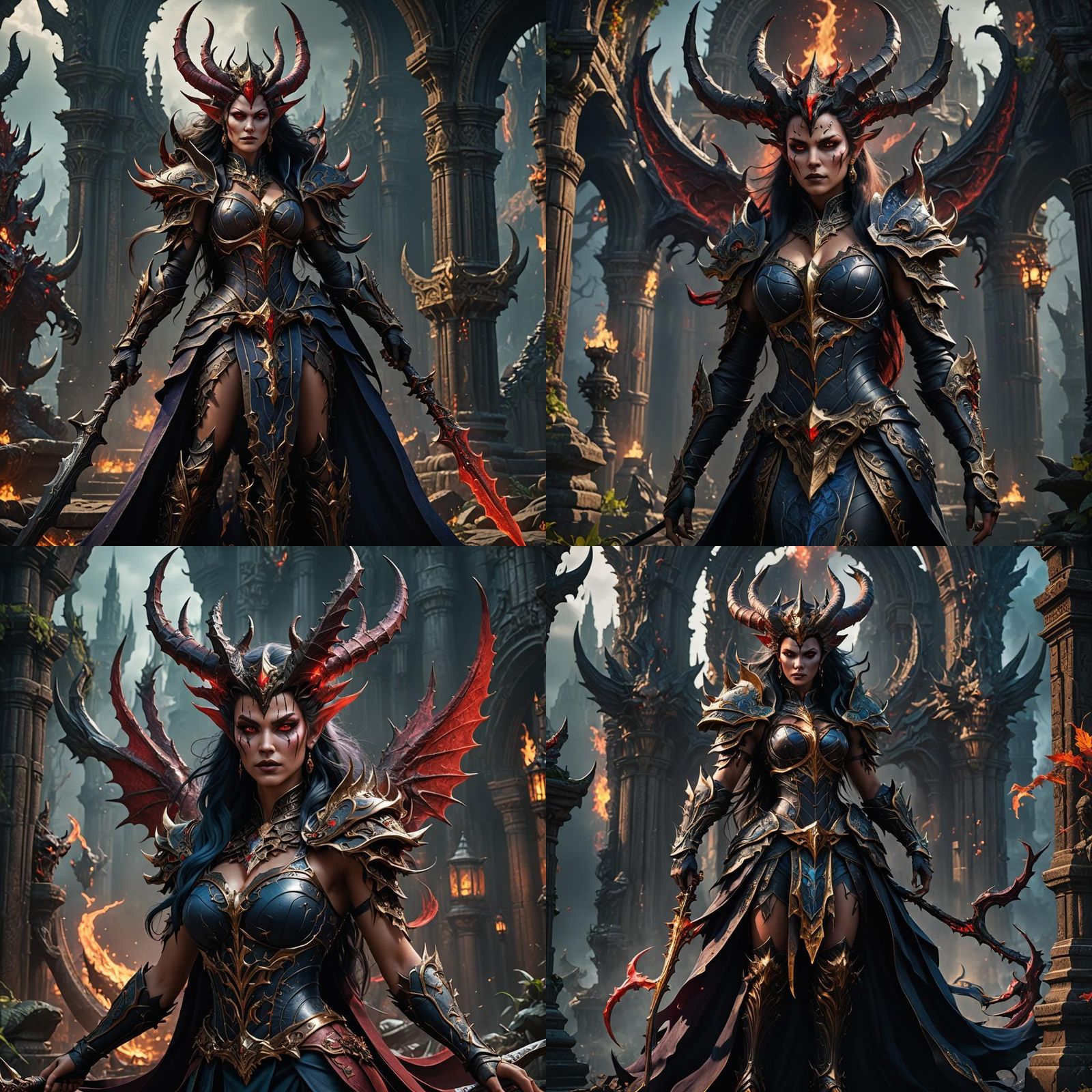 Beautiful Demon Queen in Detailed Fantasy Art