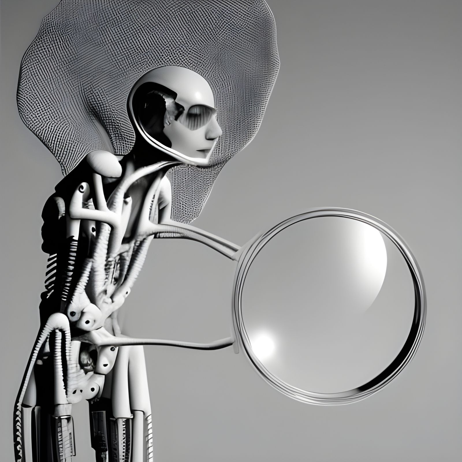 Cyborg Squid with Mirrors: Hyperrealistic Alien Tech