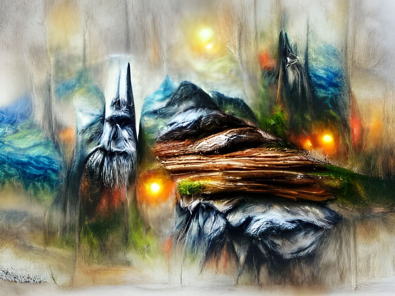 Dark Mountains Jedi Forest in Afremov Poster Art