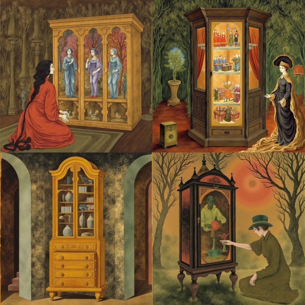 Enchanted Art Nouveau China Cabinet in Mystical Lothlorien