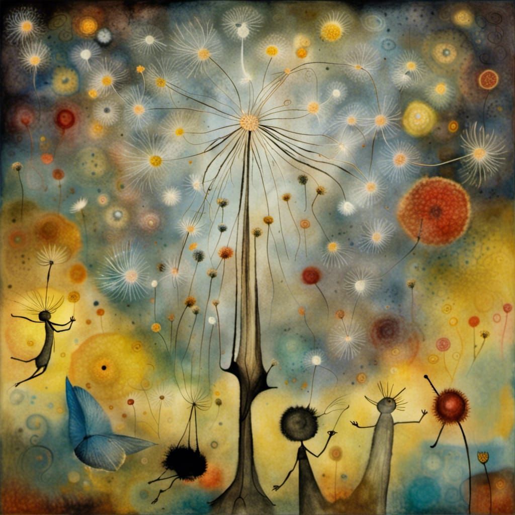 Angels and Fairies Dancing in Dandelion Dreamscape