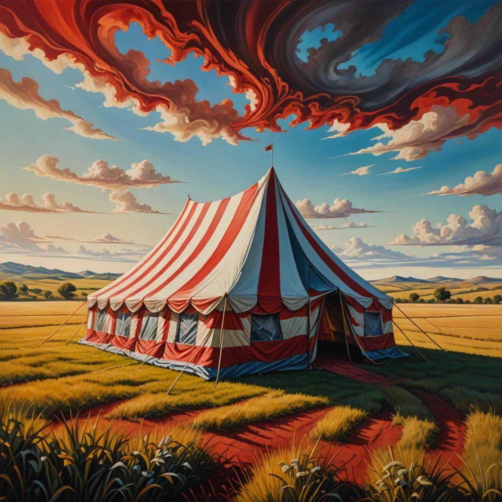 Surreal Dream Tent Unfurls in Vibrant Stripes