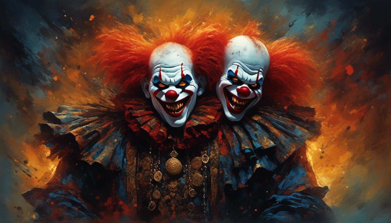 Surreal Clown's Nightmare: Dark Fantasy Concept Art