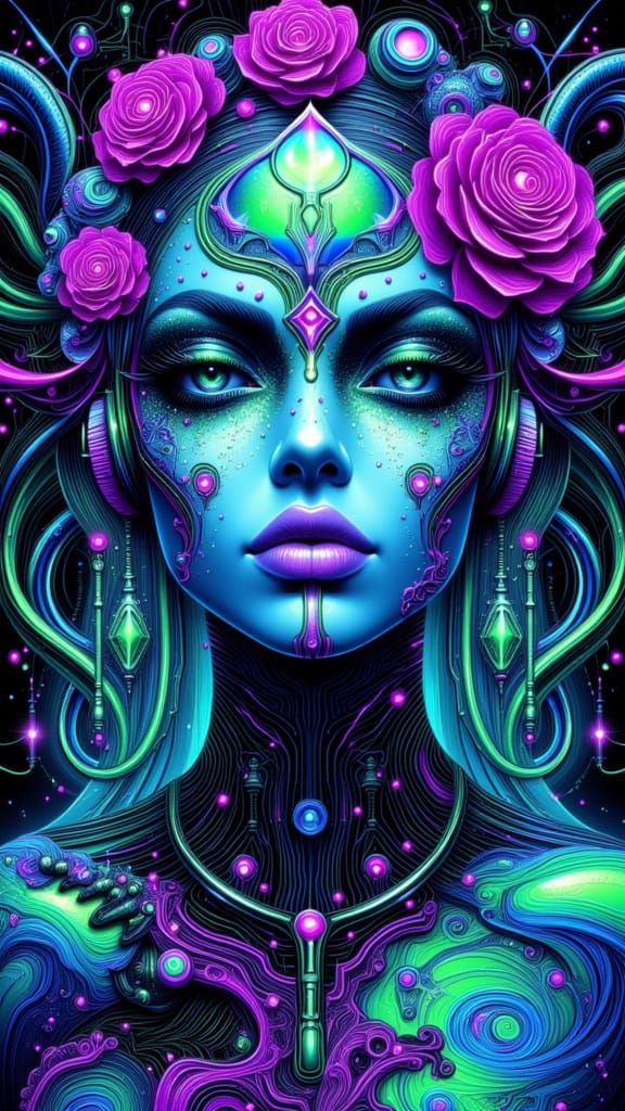 Futuristic Gothic Princess in Neon Colors